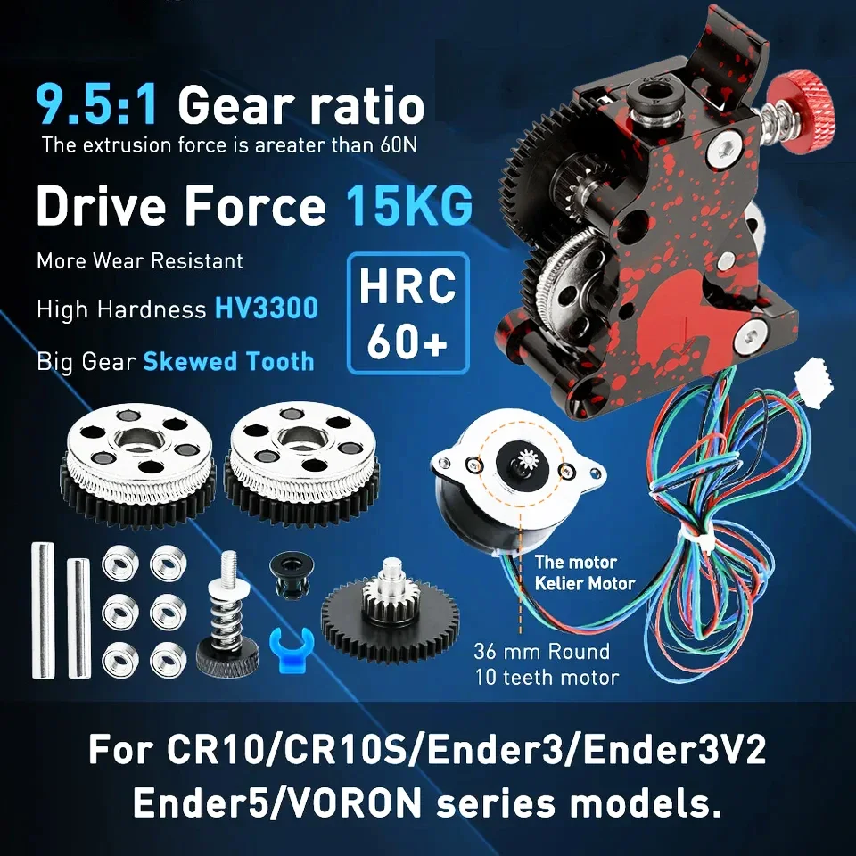 Upgraded HGX LITE 2.0 Extruder Helical Tooth Large Gear POM Drive Extruder Dual Gear All Metal 3D Printer Accessories - Image 2
