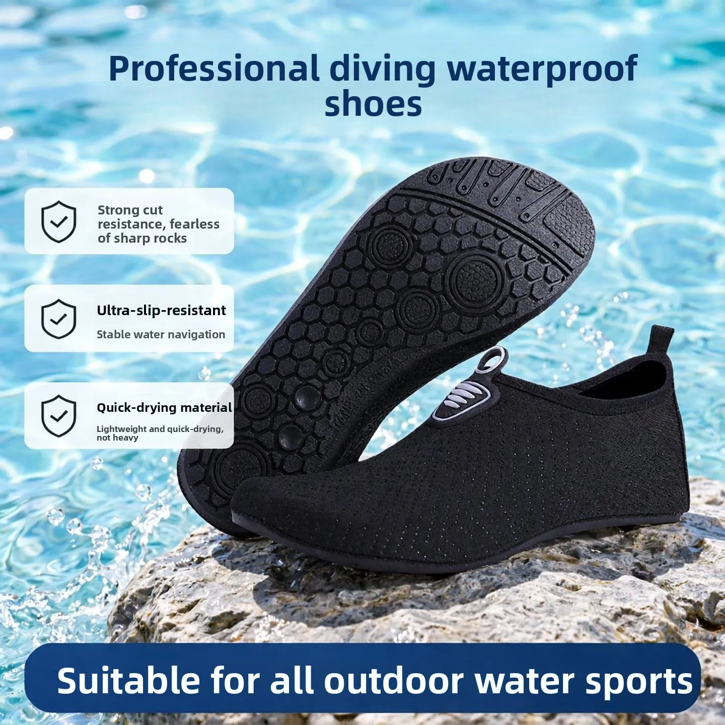 Unisex Beach Sandals Swimming Snorkeling Soft Bottom Anti-Slip Quick Dry Cut-Resistant Barefoot River Crossing Shoes