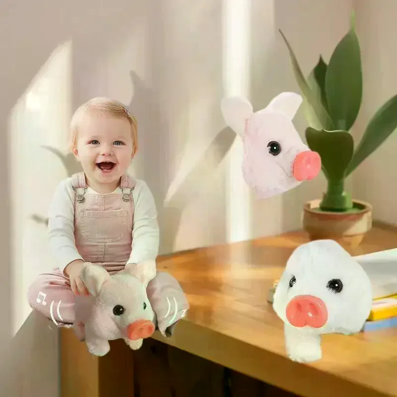 لعبة خنازير كهربائية مقلدة من القطيفة الواقعية يمكن المشي على النباح ألعاب الحيوانات الأليفة الإلكترونية هدايا لطيفة للأطفال #6