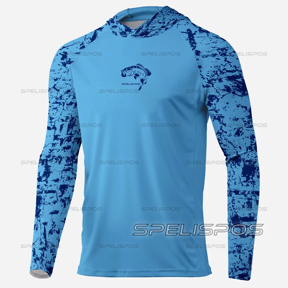 

Surfing Hood Riding Tops Wear Blue Fishing Shirt UPF 50+ Running T-shirt Beach Gear Hoodies Run Quik Dry Outdoor Sports Clothing