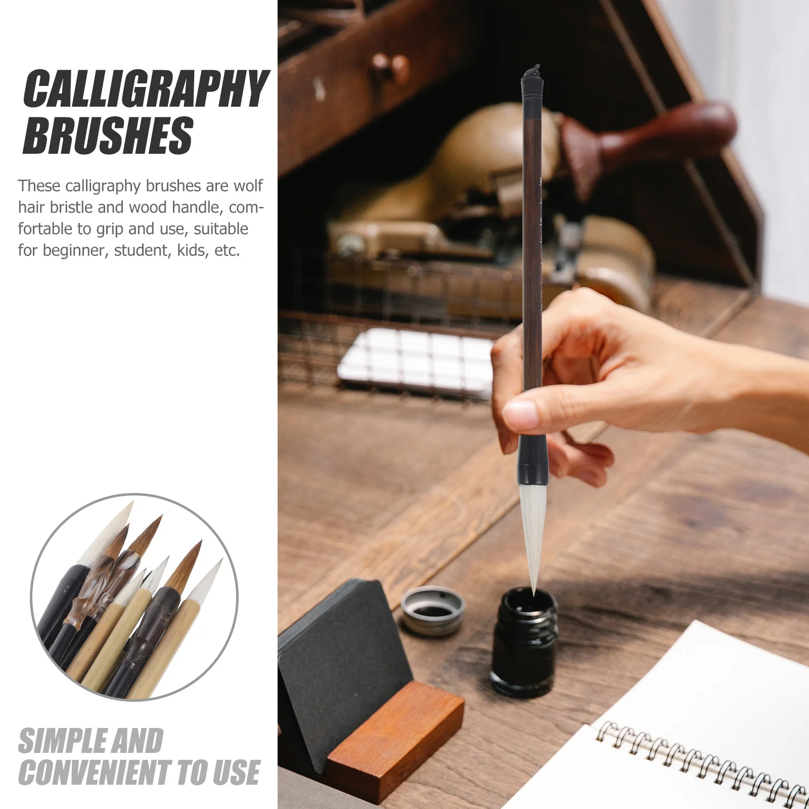 مجموعة فرشاة الخط الصيني، قلم رسم ذو طرف رفيع، أدوات فنية تقليدية للمبتدئين، مجموعة أدوات الكتابة الدقيقة #6