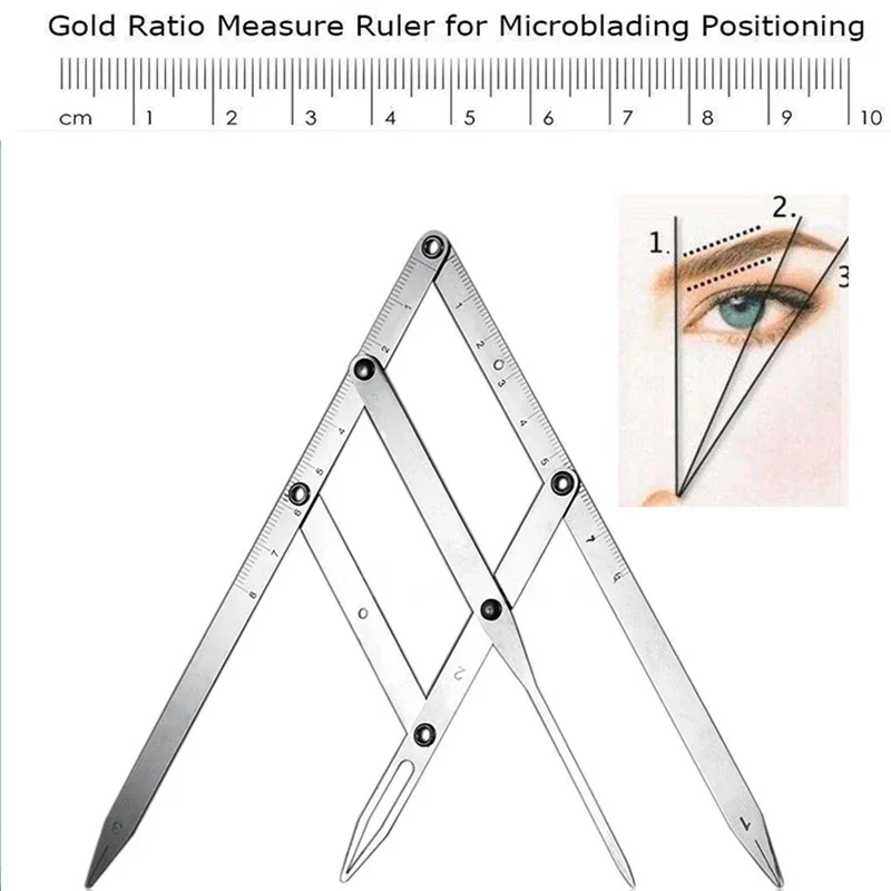 Alta qualidade microblading equilíbrio posicionamento tatuagem régua maquiagem sobrancelha design proporção dourada régua ferramenta de medição 1pcs