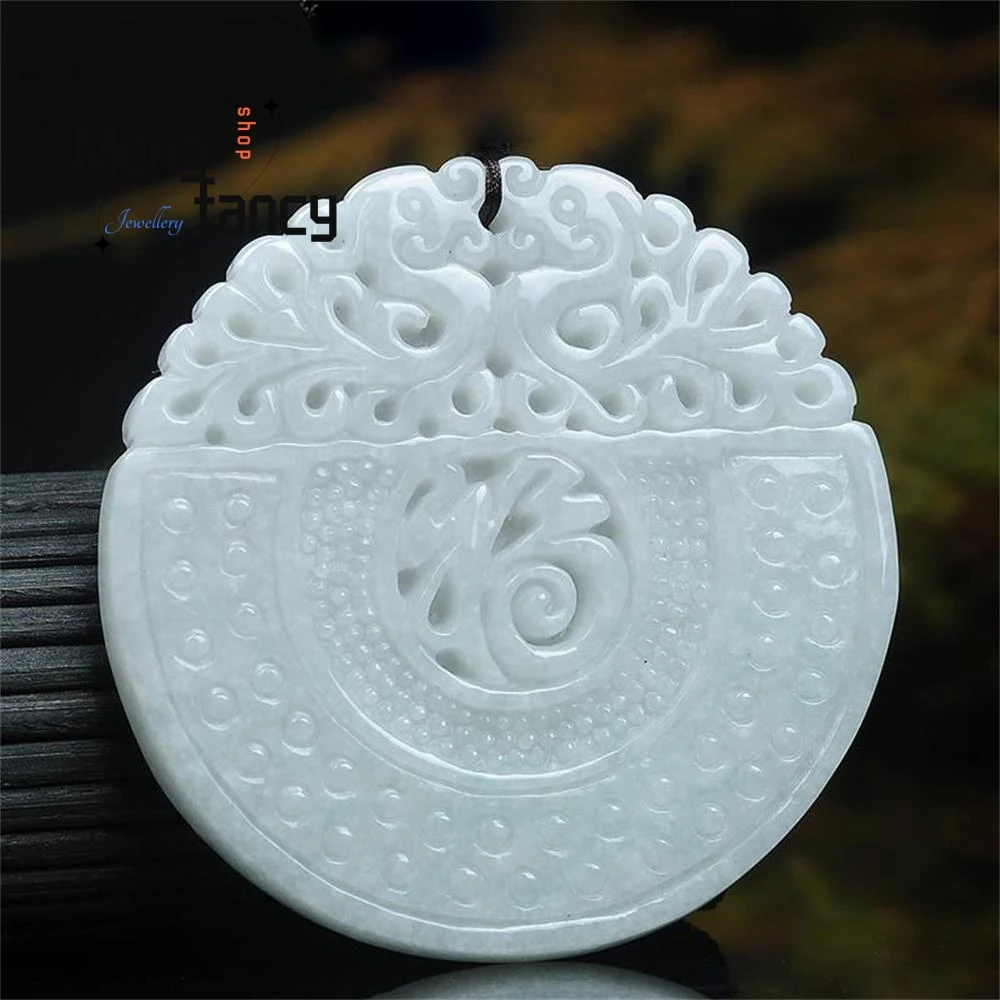 

Natural Myanmar Jadeite Fortune Characters Jade Pendant Fook Exquisite Elegant Simple High-grade Exquisite Fashion Fine Jewelry