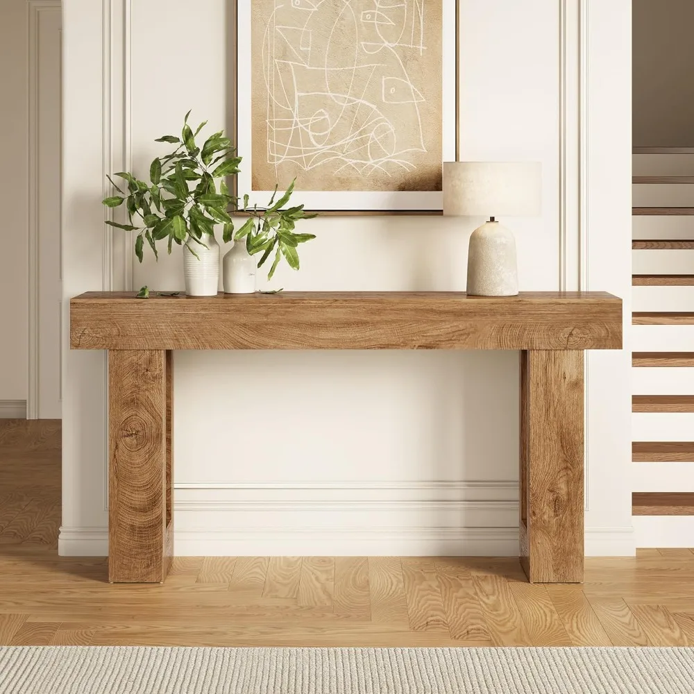 Little Tree 63 Inches Long Console Table For Entryway, Sofa Table Behind Couch, Wooden Entry Table Foyer Hallway Table, Industri