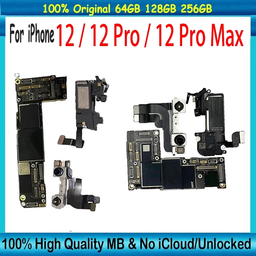 Clean iCloud For iPhone 12 / 12 Pro / 12 Pro Max Motherboard With Face ID Original Unlocked Logic Board Mainboard Working Placa