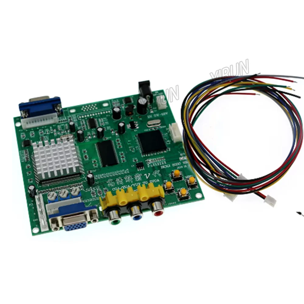 GBS8200 RGB/CGA/EGA/YUV To VGA LCD HD Video Signal Converter Board With Cable Green PCB Arcade Game Machine