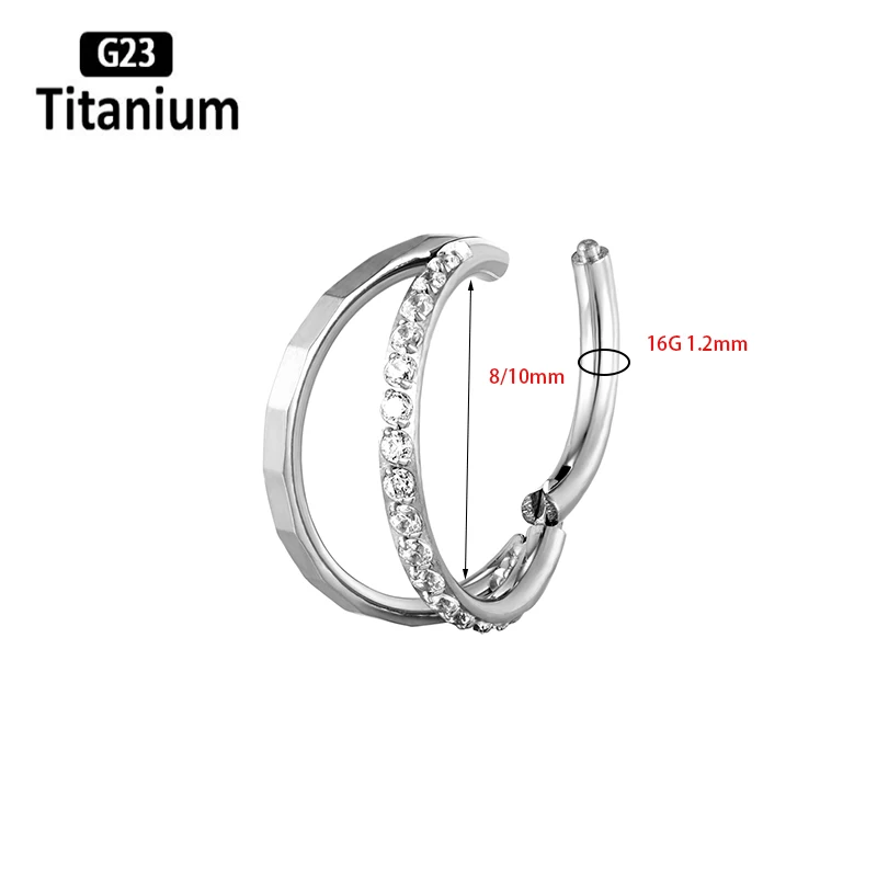 ASTM F136 التيتانيوم الأنف خواتم مسمار معدني تشيكوسلوفاكيا 8/10/12 مللي متر الحاجز هوب الزنمة الغضروف اللولب Daith الأذن ثقب مجوهرات للجسم القرط #3