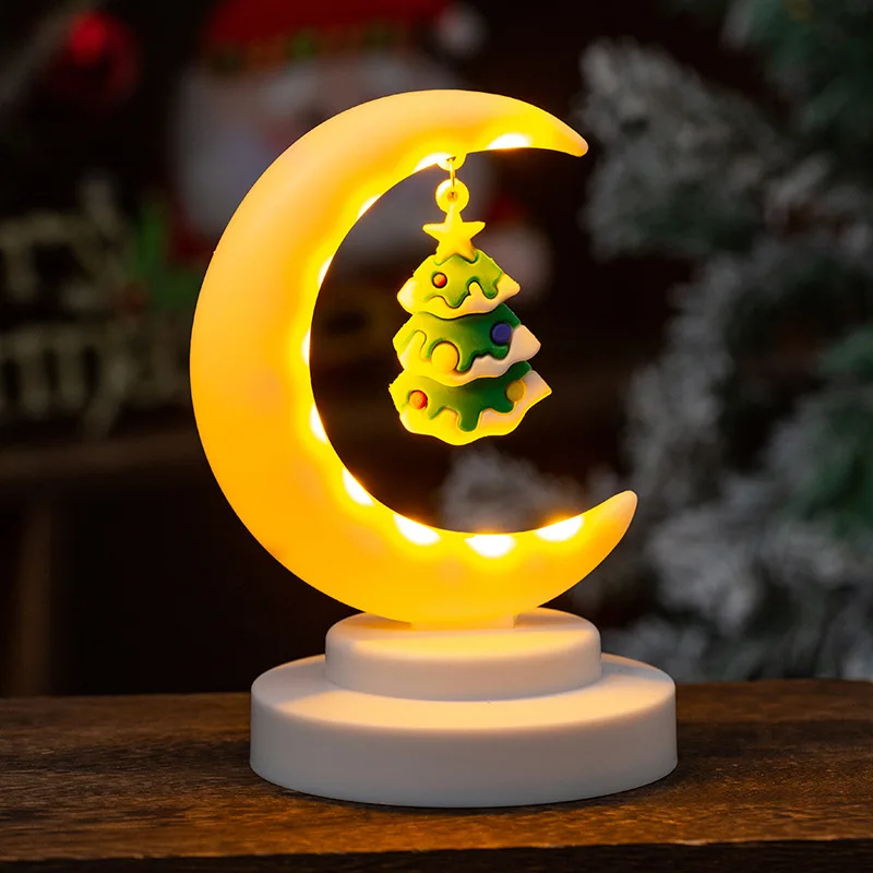 Christmas LED Night Lights Decor Festive Ornament Moon Night Lamp Atmosphere Happy New Year Santa Claus Gift DecorationTree