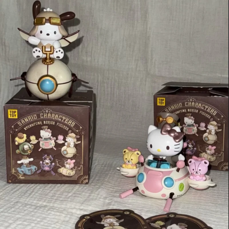 Steampunk Series Figurines Blind Boxes Trendy Toys Kuromi Hello Kitty Pacha Dog Exquisite Decorations Holiday Birthday Gifts