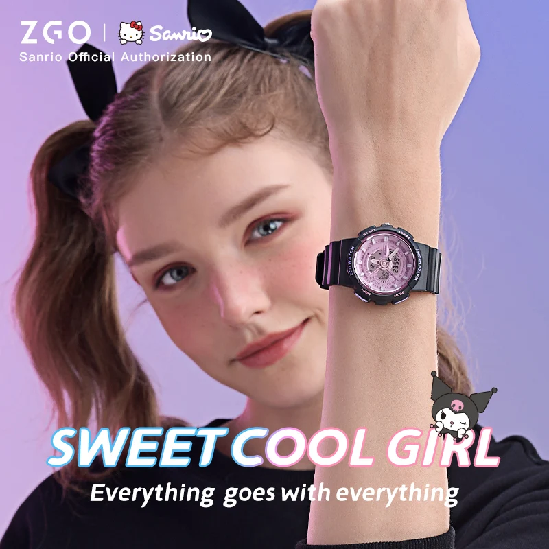 ZGO x Kuromi Digitai Watch for kids Junior High School Student Sports Waterproof Children Girls 8573