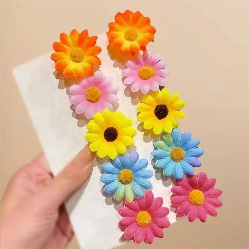 10Pcs Fabric Artificial Flower Hair Clips Metal Clip Artificial Flower Daisy Flower Clips Colorful Lightweight Fake Flower Heads