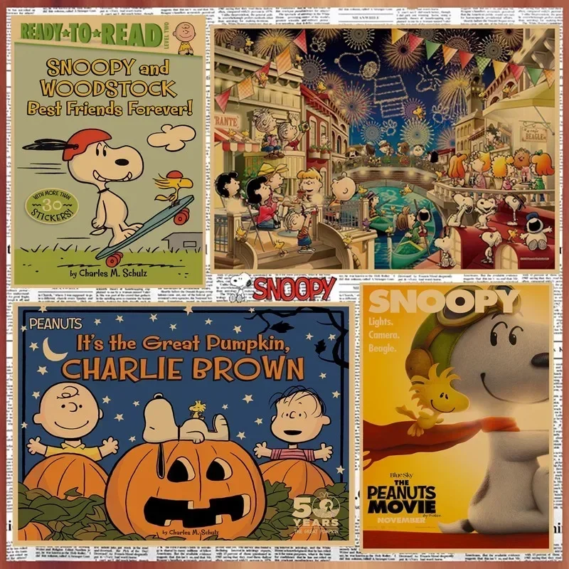 Póster Retro de Snoopy, 16 pulgadas, 30x42CM, pintura de Charlie Brown, fotos conmemorativas de película, decoraciones de Halloween, regalo para niños
