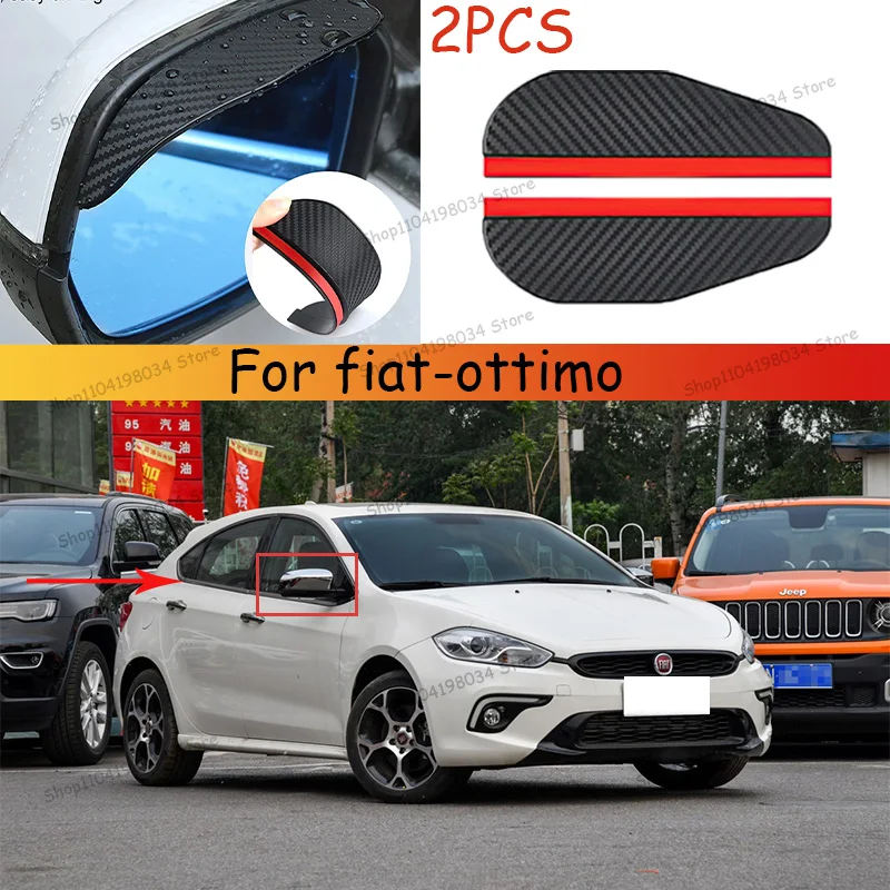 For fiat-ottimo Car 2PCS Carbon Fiber Sun Visor Shade Cover Car Rearview Mirror Rain Eyebrow Protector Clear Vision