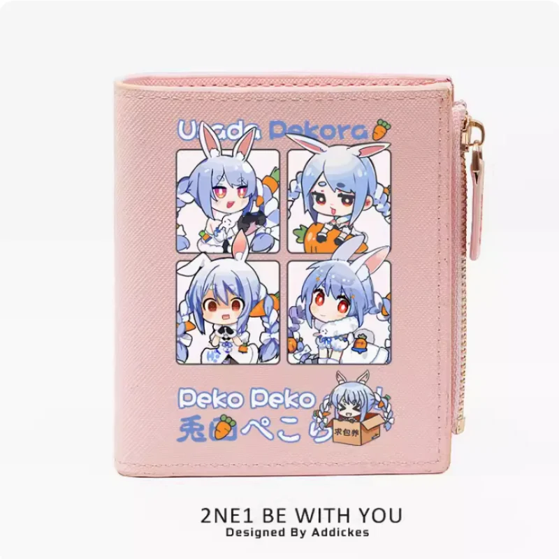 Anime Usada Pekora Hololive Zipper Wallet Fold Bag Multi Card  Coin Pocket Holder Fashion Kids Wallets Gift