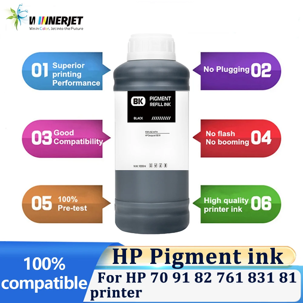 

Winnerjet 1000ML HP Pigment ink For HP z6200 Z3100 z5200 T610 T620 T770 5000 5000Ps 5500 5500ps 1050 1055 printer