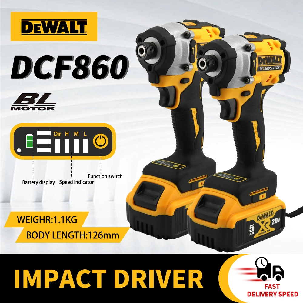 Dewalt-taladro eléctrico inalámbrico, destornillador de impacto, DCF860, herramientas eléctricas, batería, sin escobillas, recargable