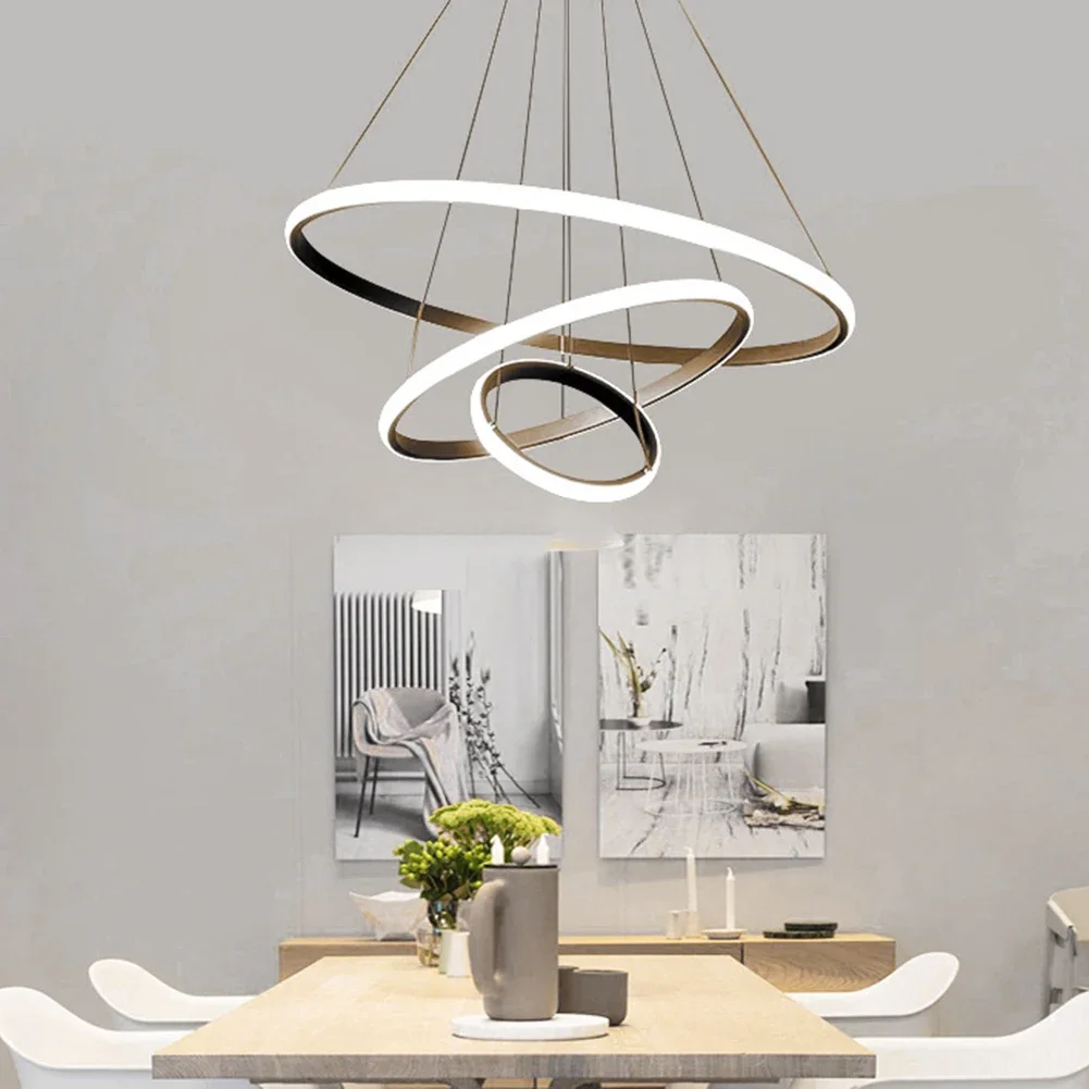 Simple Modern LED Pendant Chandelier Adjustable Ceiling Light High Brightness Decor Ornament for Dining Bar Living Room Shop