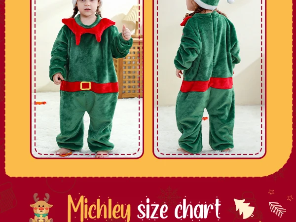 MICHLEY Weihnachten Baby Strampler Flanell Cosplay Kleinkind Infant Nette Kleidung Insgesamt Bodys Overall Kostüm Für Mädchen Jungen Kind – Detail 4