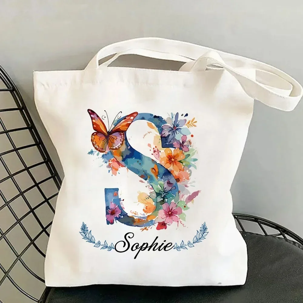Tote Shoulder Lady Bag Women Shopper Bag Blue Forget Me Not Blooms Cosmos Flowers Bag Harajuku Shopping Canvas Bag Girl Handbag