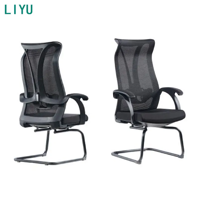 LIYU Breathable Mesh Office S-shaped Backrest Ergonomic Task Chair With Coat Hanger Executive Swivel Chair For Meeting Room