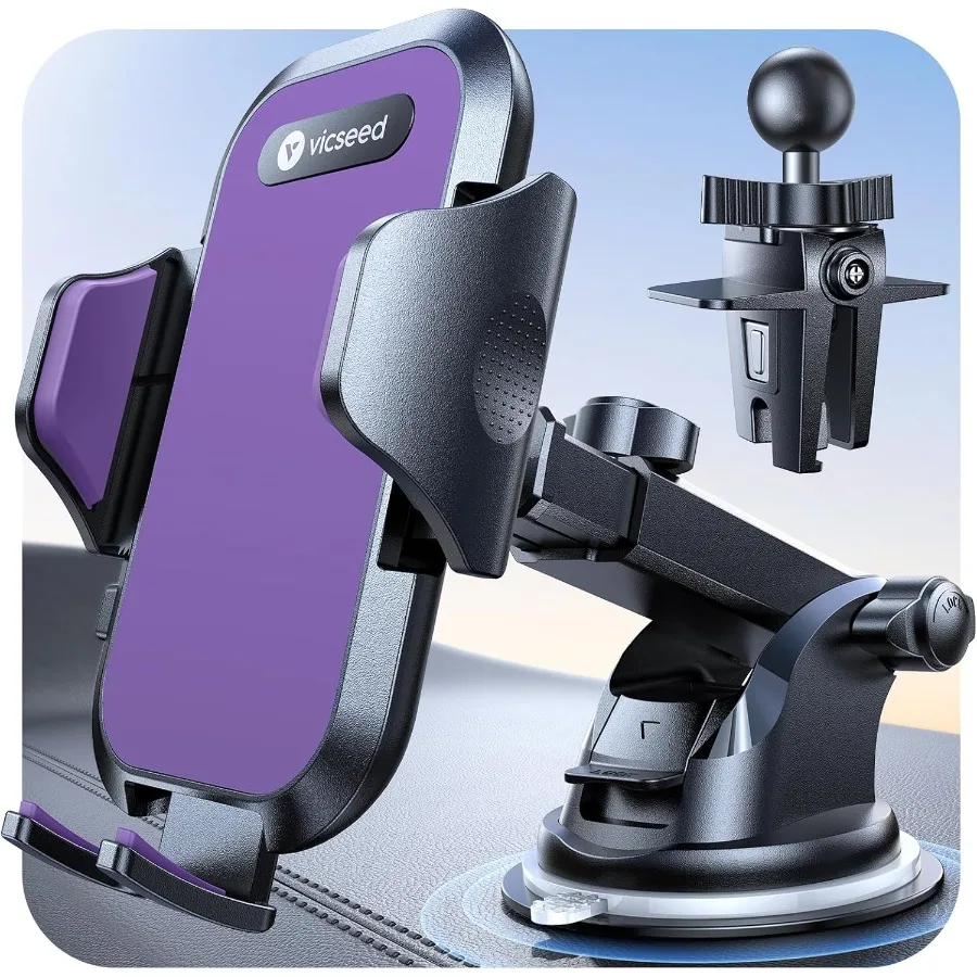 

Purple Phone Holders for Your Car Dashboard Windshield Vent Truck Boat Stand Upgraded True MilitaryGrade Strongest Suct