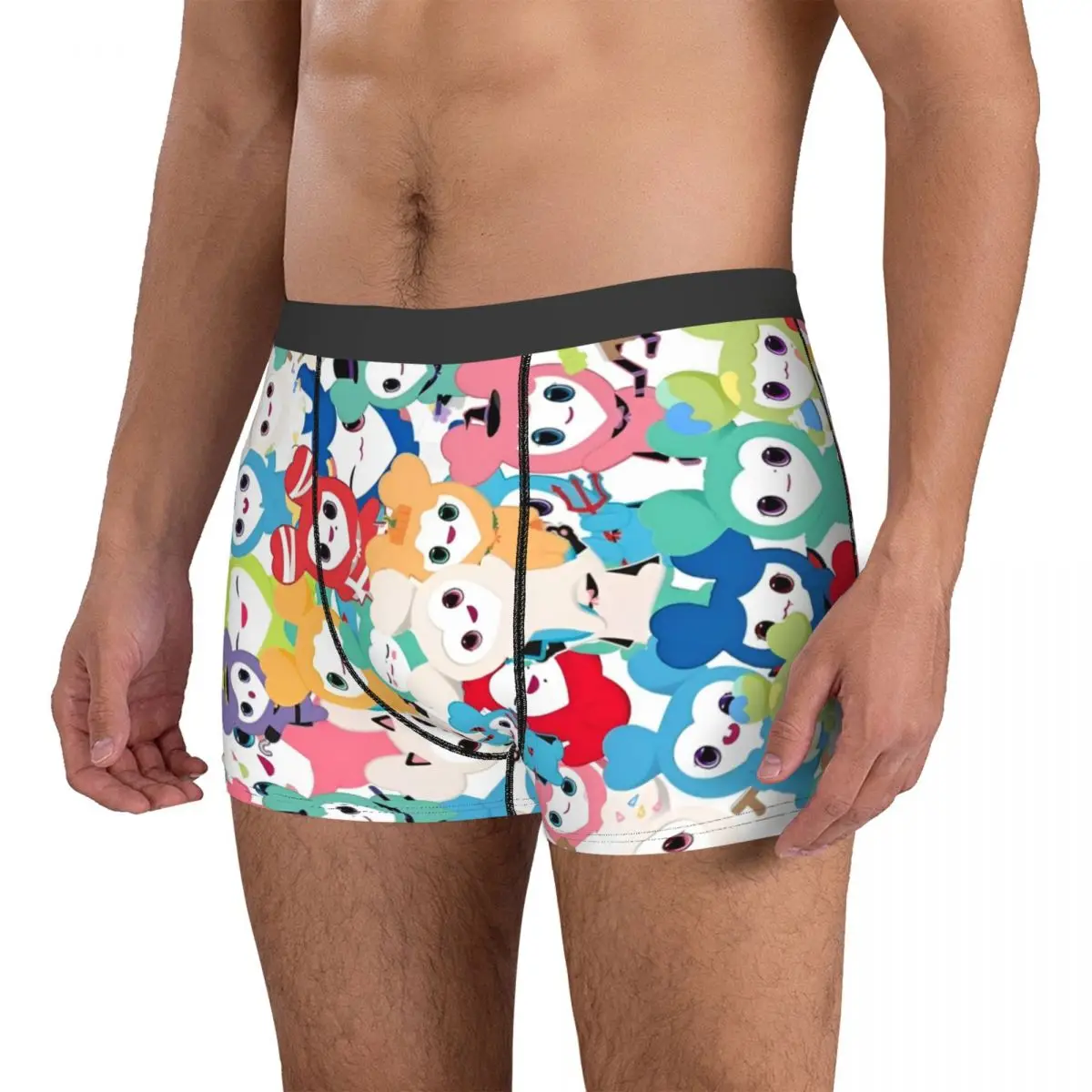 Calzoncillos Boxer con Collage de dibujos animados para hombre, pantalones cortos, bragas, ropa interior transpirable, calzoncillos sexis para hombre