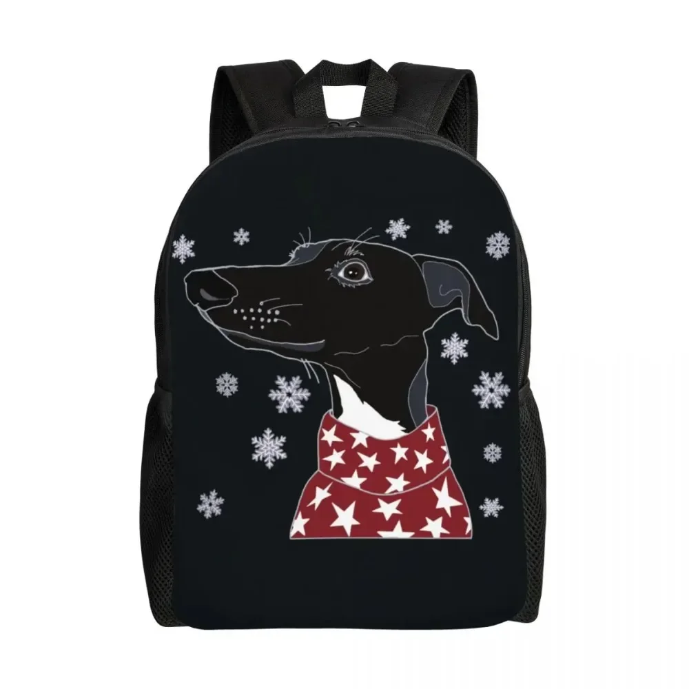 Cute Winter Whippet Laptop Backpack Women Men Fashion Bookbag for School College Students Lurcher Greyhound Dog Bags