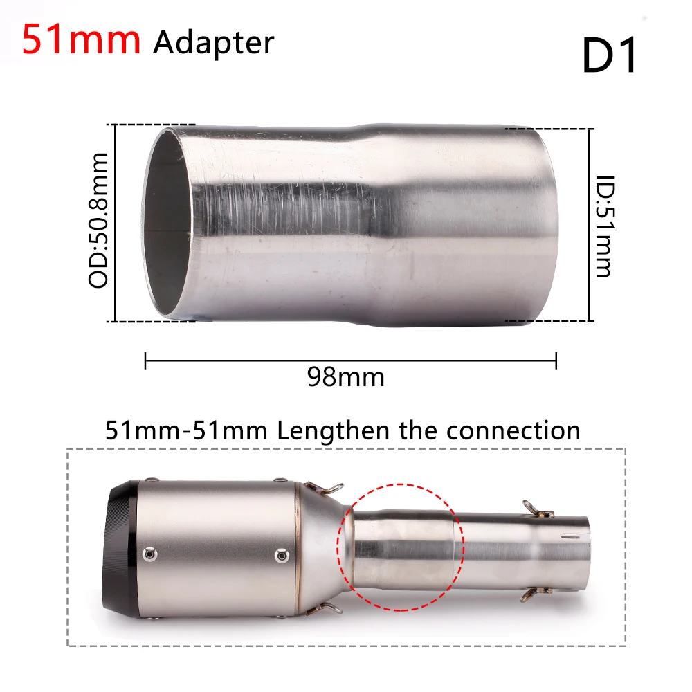 Universal motorcycle exhaust pipe inner diameter 60mm to 51mm/51mm to 60mm aperture conversion adapter reducing muffler connect