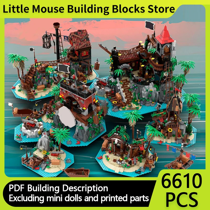 

Medieval Castle Model MOC Building Bricks Pirate Island Group Modular Technology Gifts Holiday Assemble Children Toys Suit