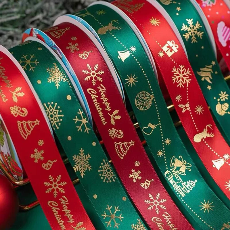 25mm x 5yards Christmas slats ribbon DIY gift red ribbon packaging for decoration ribbons for crafts christmas decorations DD021