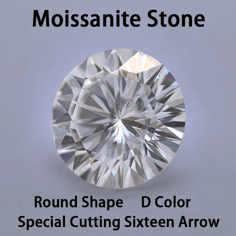 

Moissanite Stone Round Cut D Color Sixteen Arrows VVS1 Gemstone Charms Beads Advanced Jewel Making Material With GRA Certificate