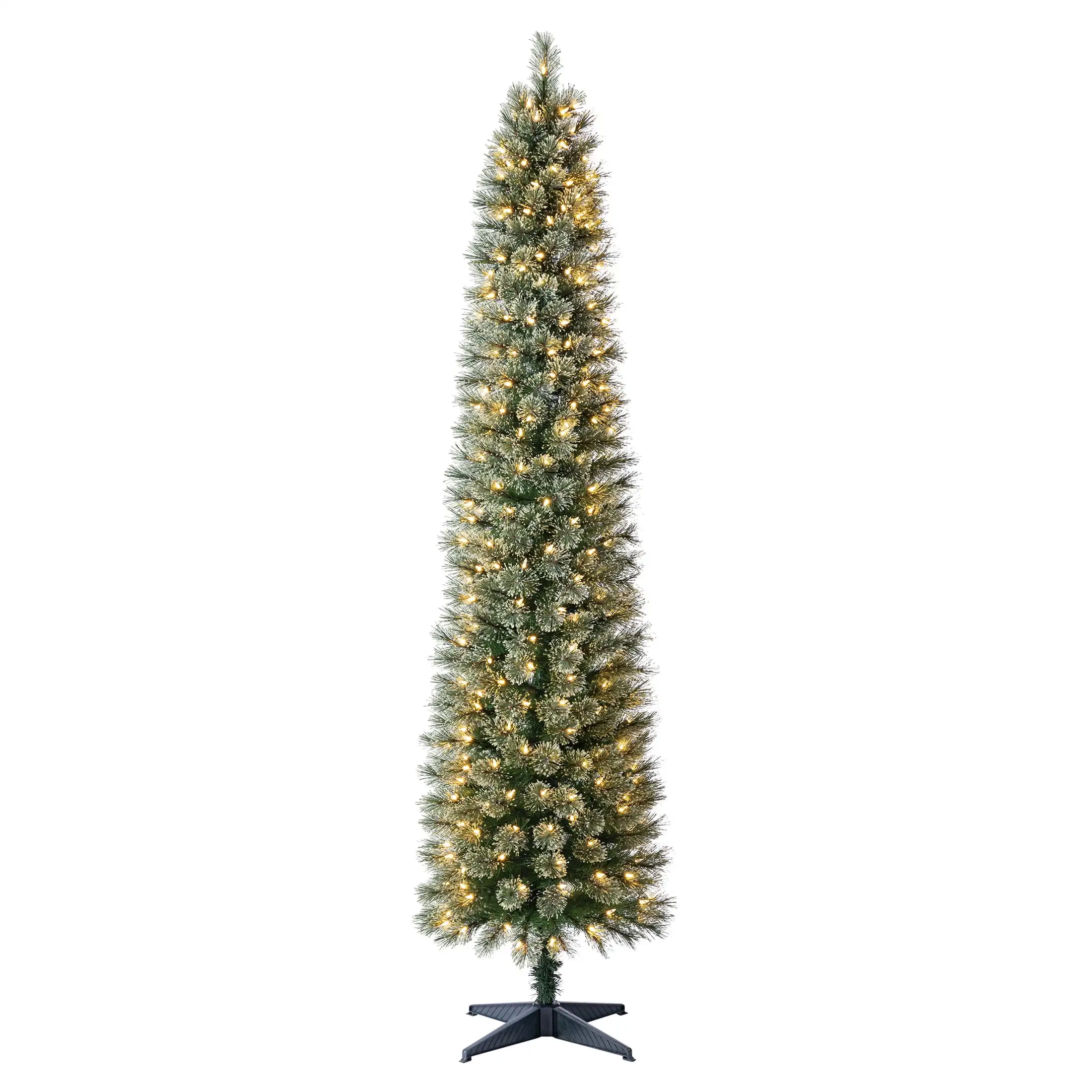 

7-foot Shelton cashmere pencil fir artificial Christmas tree with transparent LED lights