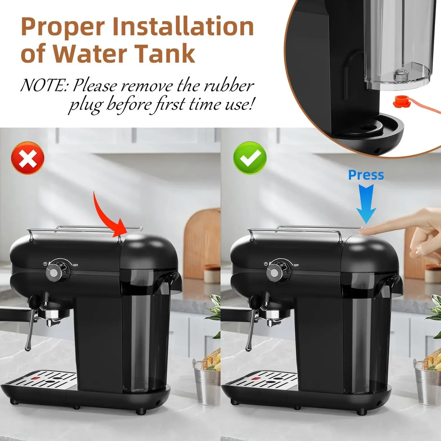 20 Bar Semi-Automatic Espresso Machine, Compact Espresso Coffee Machine