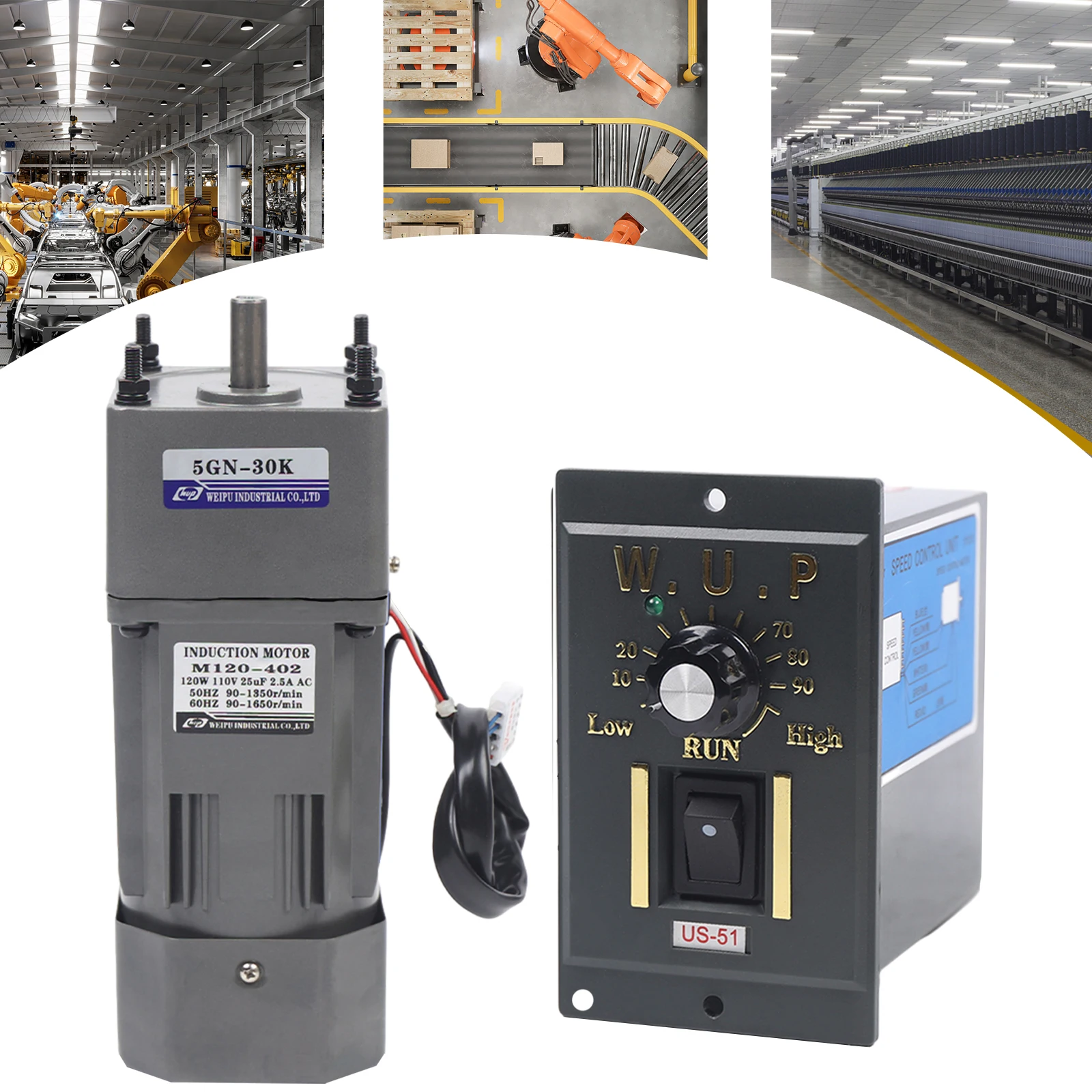 120 واط 30 كيلو موتور تروس 110 فولت موتور تروس محرك كهربائي 45 دورة في الدقيقة مع وحدة تحكم في السرعة لصناعة الآلات وصناعة الآلات