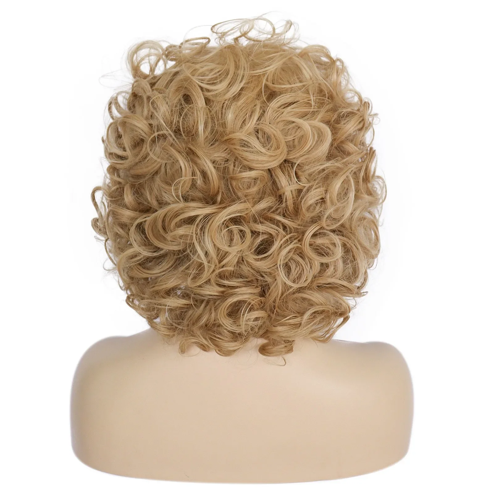 Short Blonde Brown Curly Wavy Synthetic Sandy Grease Cosplay Women's Wig for Halloween Christmas School Thanksgiving Day