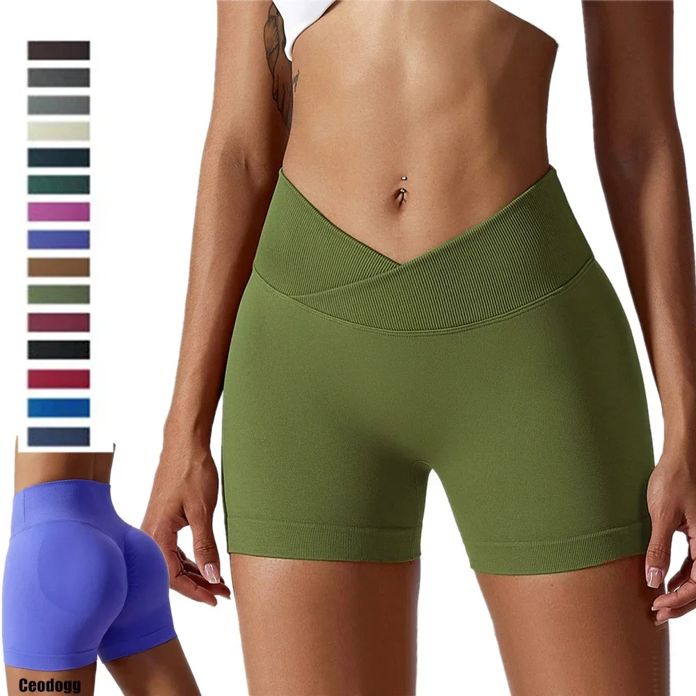 Women High Waist Workout Fitness Yoga Shorts Gym Push Up Yoga Leggings Scrunch Butt Seamless Sports Shorts