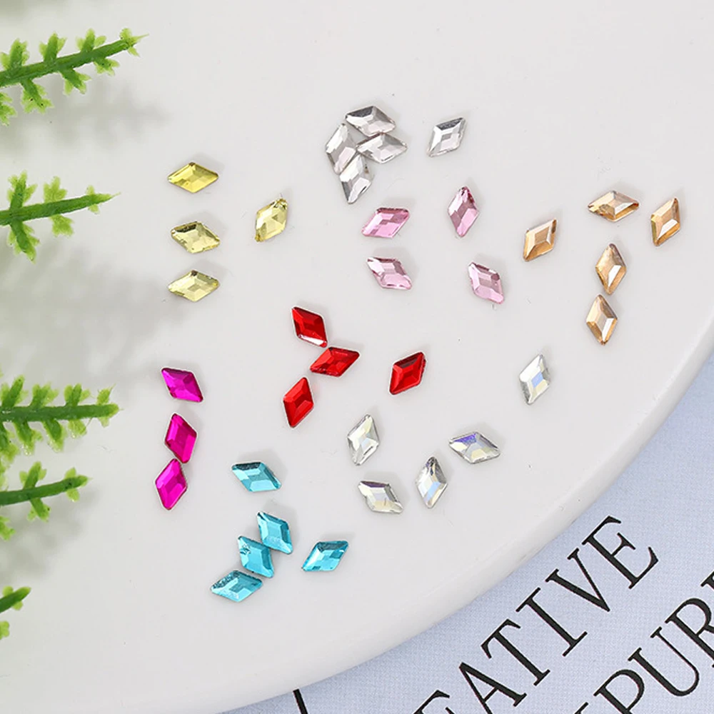 Rhombus 3x5mm 20PCS New Nail Art Rhinestones Korean Fashion 3D Flatback Colorful Crystal Stones for DIY Nail Parts Decoration