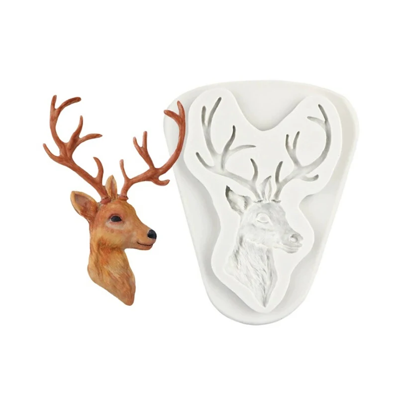 Deer Head Silicone Cake Mold Fondant Mold Cake Decorating Tool Chocolate Soap Mold Christmas Baking Accessory