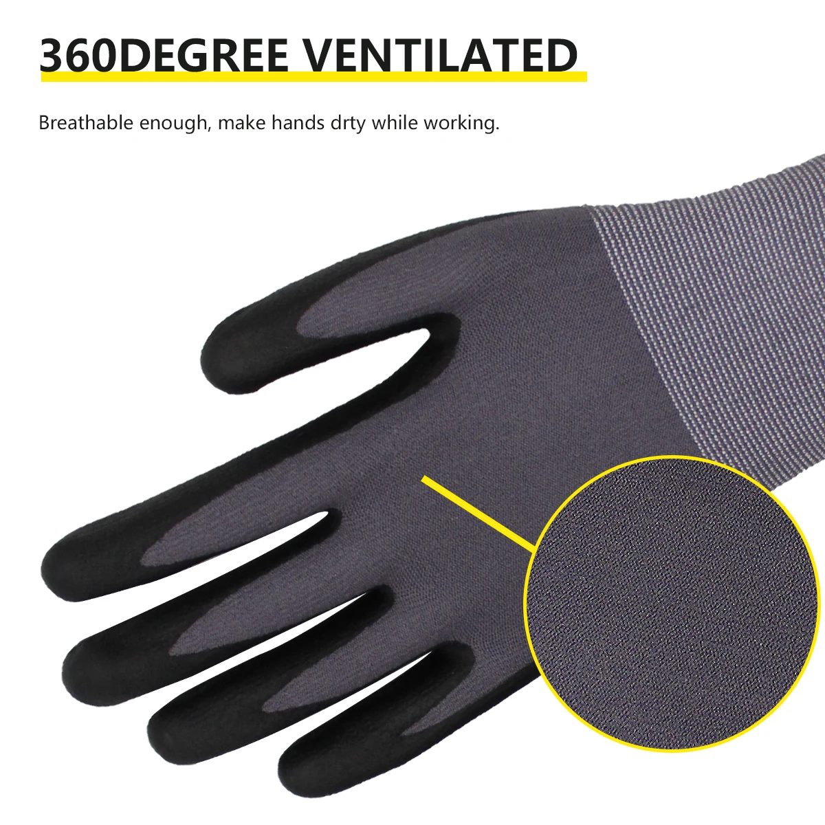 Oil Resistant 15 Gauge Spandex Nylon Knitted Micro Foam Nitrile Coated Construction Garden Hand Work Gloves