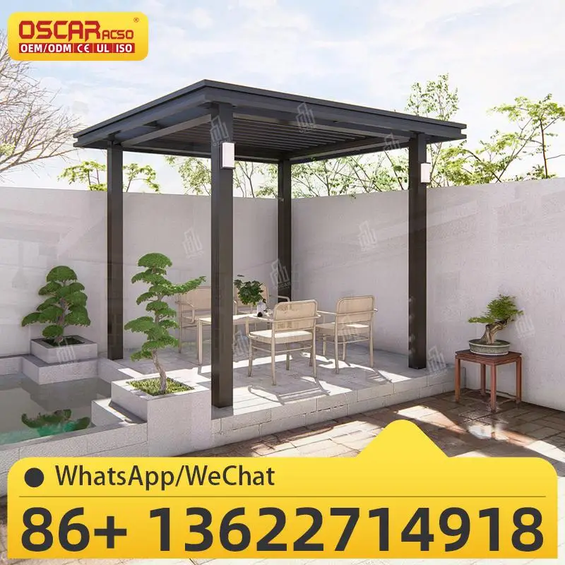 3X3 3X4 4X4 6X4m Outdoor Waterproof Aluminium Bioclimatic Pergola Cover Louvered Shade Structure For Garden Patio Terrace pergol