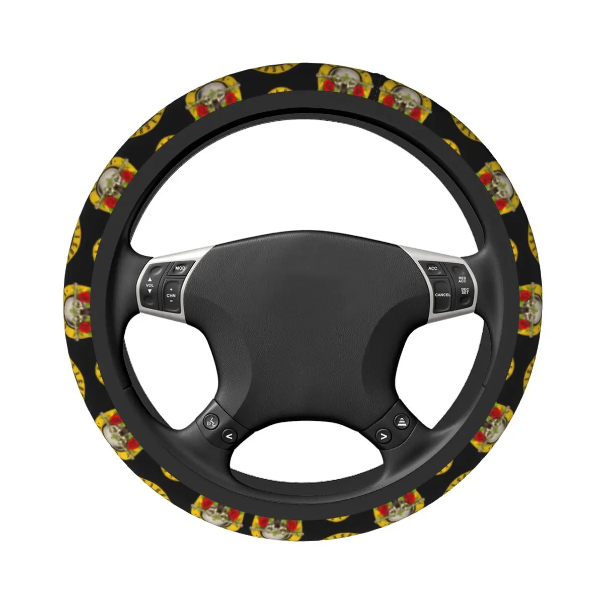 38cm Car Steering Wheel Cover Guns N Roses Bullet Logo Anti-slip Heavy Metal Braid On The Steering Wheel Cover Auto Accessories