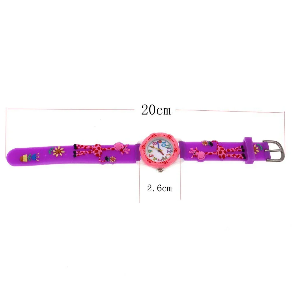 Kids Cartoon Wrist Watch Silicone Strap Colorful Mini Giraffe Design Wristwatch