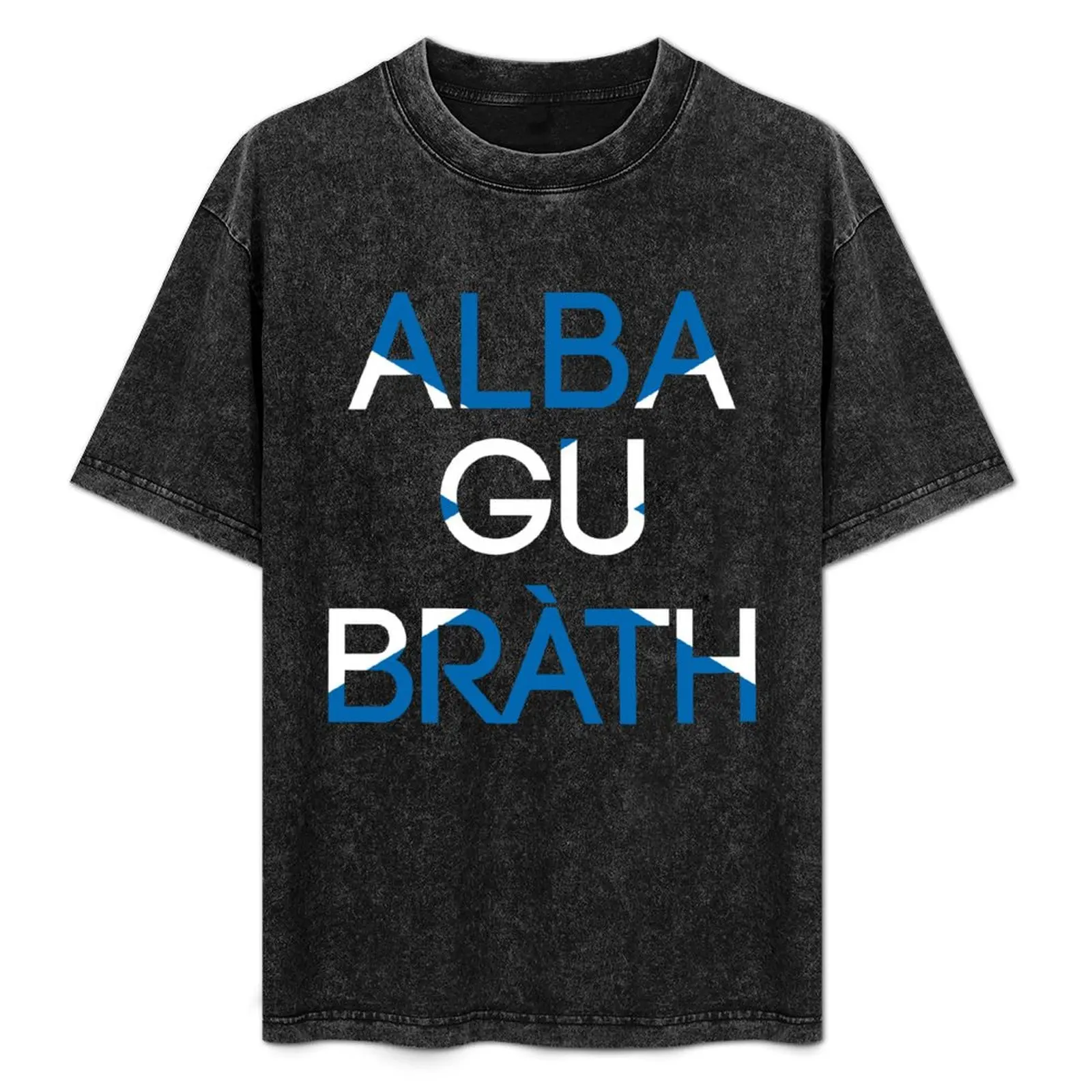 

ALBA GU BRATH, Scottish Saltire Flag Text Slogan T-Shirt luxury designer vintage graphic tee black t-shirts for men