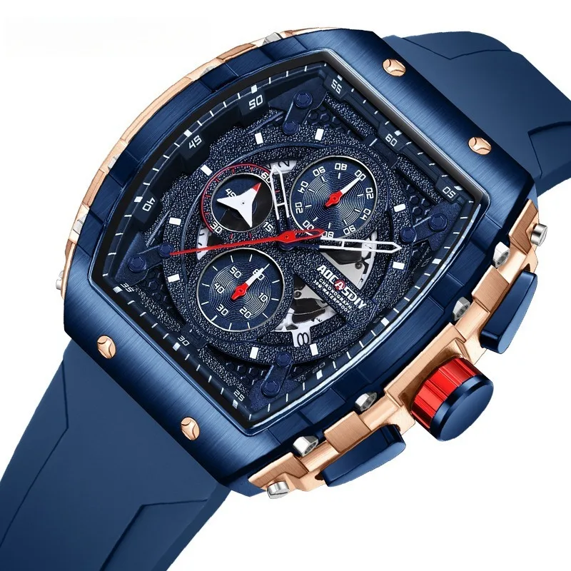 Night Glow Waterproof Curved Men's Watch - Silicone Strap Quartz Sports Leisure Unisex Designed for Outdoor Activities