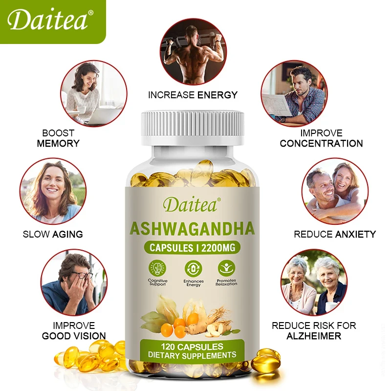 Ashwagandha Stress Management Supplement, Healthy Stress Response, Focus, Memory, Stress Relief, Gluten Free, Non-GMO