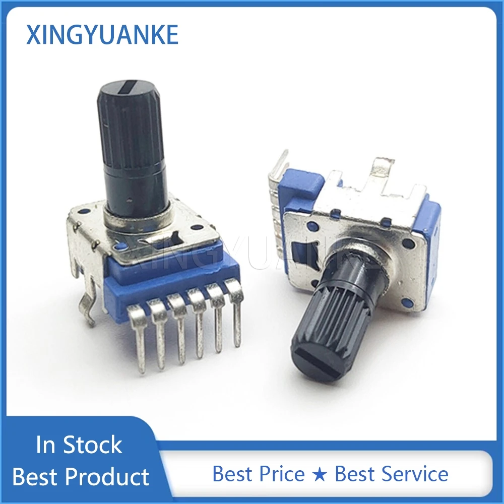 RK12L 타입 더블 수직 6 핀, B100K B104 플라워 샤프트 길이 13mm 믹서 볼륨 회전 조정 전위차계, 3 개