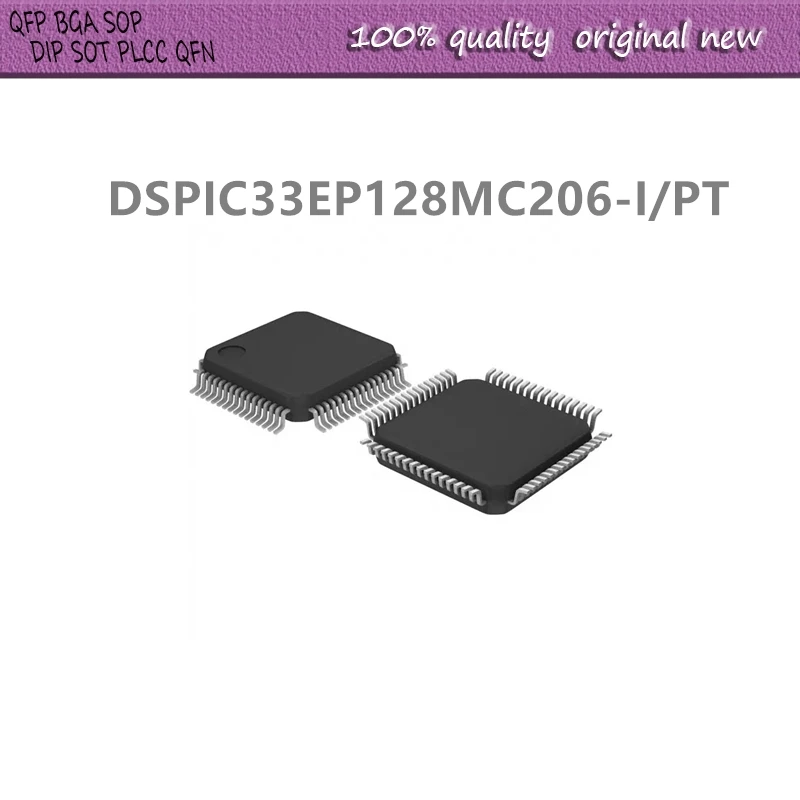 2Pcs/Lot  DSPIC33EP128MC206-I/PT DSPIC33EP128MC206 TQFP-64