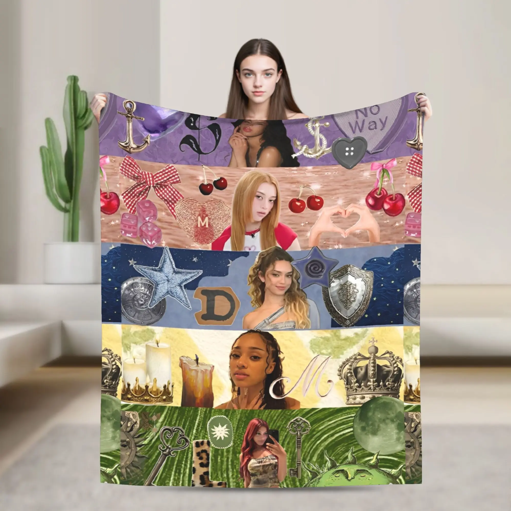 Katseyes Kpop Idol Blankets Flannel Korean Style Warm Throw Blanket for Bedding Couch Bedroom Quilt