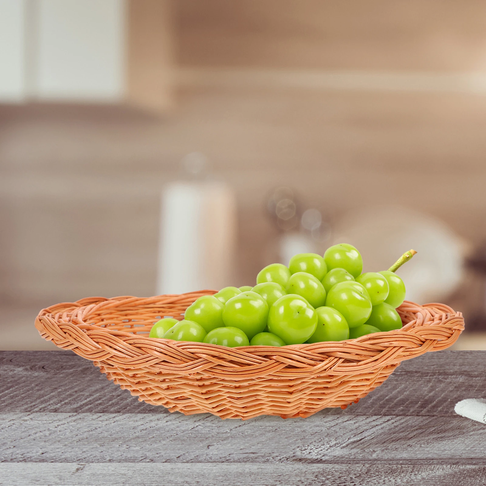 

Wicker Woven Basket For Bread Fruit Snacks Storage Serving Casserole Pot Natural Kitchen Home Decor Food Holder Tabletop