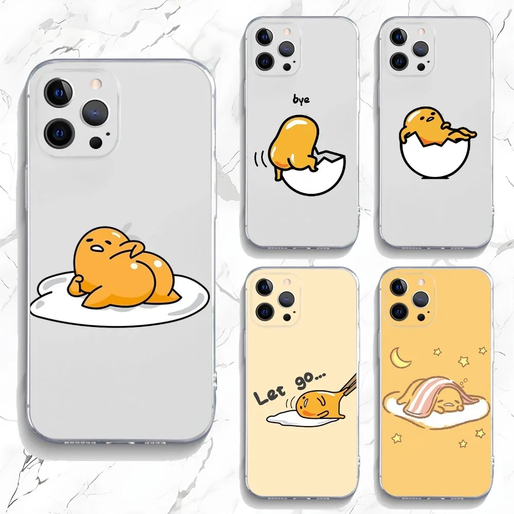 Cute G-Gudetama Egg Phone Case For iPhone 15,14,13,12,11 Plus,Pro,Max,XR,XS,X,7,8 Plus,SE,Mini Transparent Silicone Soft